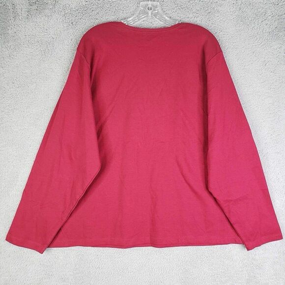 LL Bean Shirt Tee Womens Plus Size 3X Long Sleeve Stretch Knit Red Cotton - Picture 3 of 8